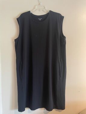 Eileen Fisher Black Sleeveless Shift Midi Dress
